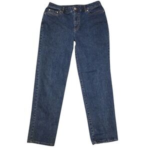 Jones New York Jeans Straight Leg Mid Rise Dark Wash Blue Preppy Denim Womens 8